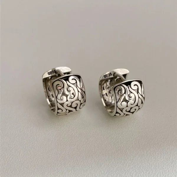 BF CLUB 925 Sterling Silver Earrings For Women Trendy Simple Retro Earring Jewelry Prevent Allergy Party Accessories - Image 1