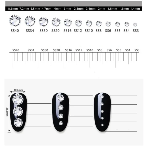 144/288 /1440pcs SS3-SS50 Crystal AB Clear Nail Rhinestones Non Hotfix Flat Back Stones DIY Strass Nail Art Decor Accessories - Image 5