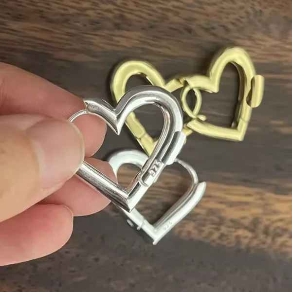 925 Sterling Silver Earrings For Women Geometric Trendy Simple Big Heart Earring Jewelry Prevent Allergy Party Accessories - Image 5