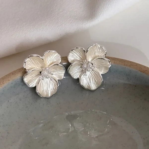 925 Sterling Silver Vintage Earrings For Women Trendy Simple Sparkling Flower Earring Jewelry Prevent Allergy Party Accessories - Image 3