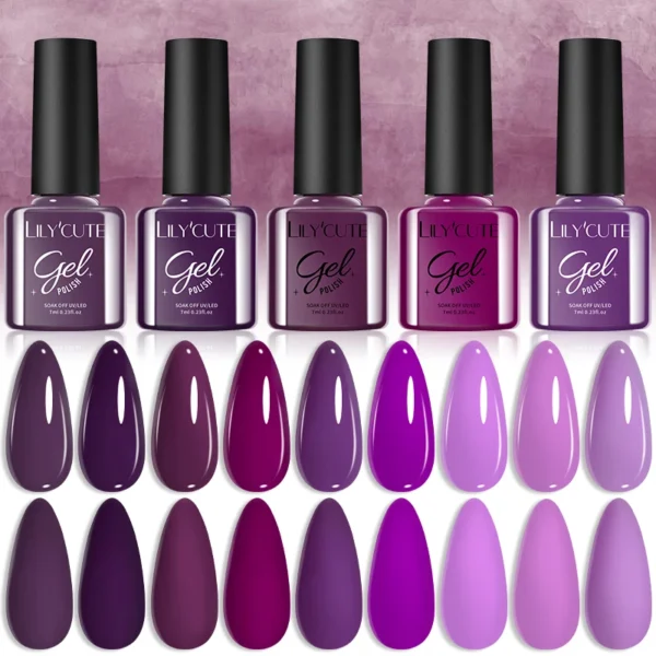LILYCUTE 7ml Purple Nail Gel Polish Nail Supplies Vernis Semi Permanent Nail Art Manicure Soak Off LED UV Gel Nail Varnishes - Image 3