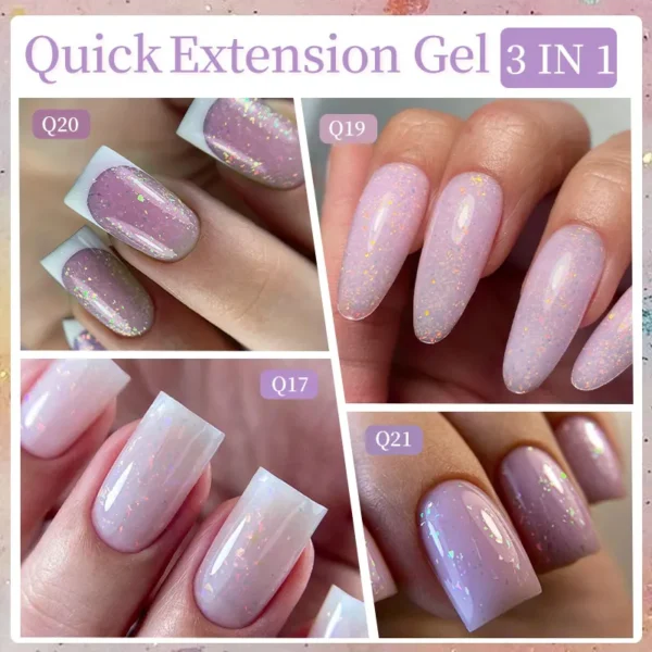 LILYCUTE 7ml Glitter Quick Extension Gel Nail Polish Purple Nude Flakes Vernis Semi Permanent UV Gel Varnishes Nail Art Manicure - Image 4