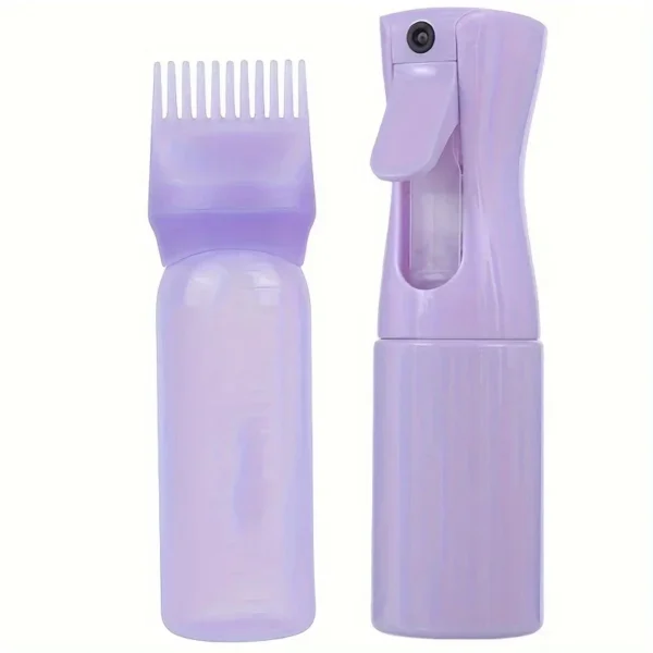 2-Pack Plastic Refillable Continuous Spray Bottles with Root Comb Applicator - Fine Mist Sprayer for Hairstyling Hair Dye Bottle - Image 4