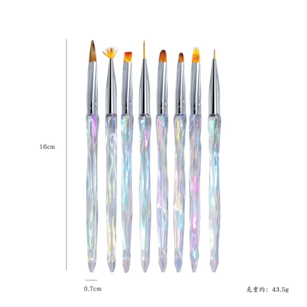 Misscheering 8pcs/set Aurora Acrylic Nail Art Painting Pens for Nail Design Soft Slender Brush Gradient Gel Drawing DIY Brush - Image 6