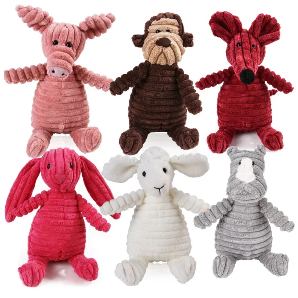 Pet Dog Molar Toy Vent Training Corduroy Monkey Pig Voice Plush Toy Dog Tooth Cleaning Supplie Dog Toys for Large Dogs - Image 1