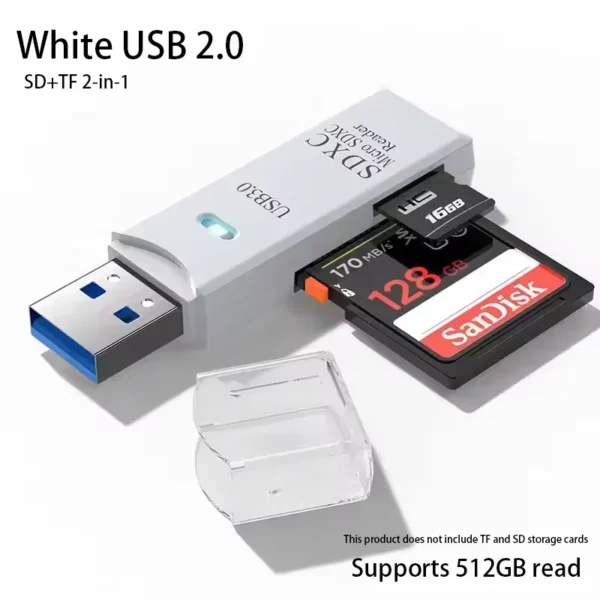 Multi Functional 2-in-1 High-speed USB 3.0/2.0 Card Reader Supports TF SD Card Memory Computer/Tablet Camera/Laptop/Car Mounted - Image 6
