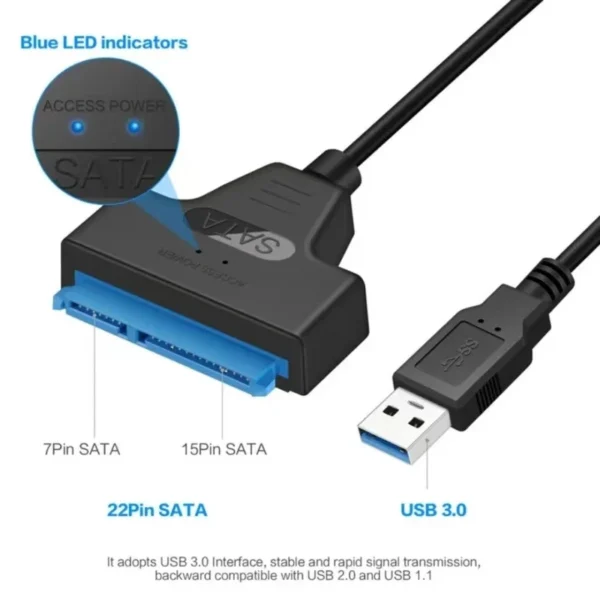 SATA 3 to USB 3.0 adapter cable 6Gbps high speed data Sata to usb adapter with power port support 2.5/3.5inch SSD HDD hard drive - Image 5