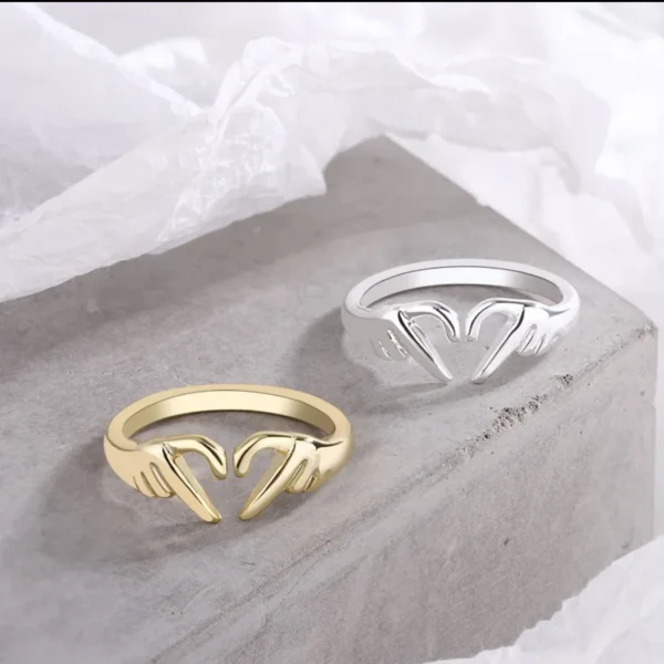 925 Sterling Silver Rings For Women Men Fine Jewelry Finger Adjustable Open Hug Heart Ring For Party Birthday Gift - Image 5