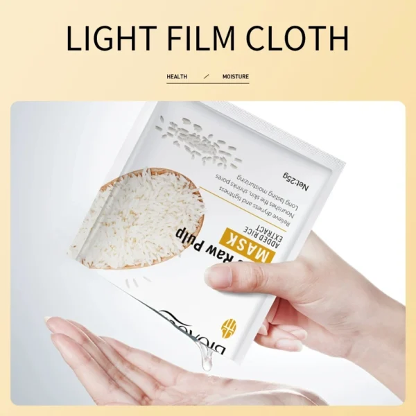 10pcs BIOAQUA Rice Raw Pulp Facial Masks skincare Moisturizing Firming Hydrating Face Mask Sheets Mask Korean Skin Care - Image 6