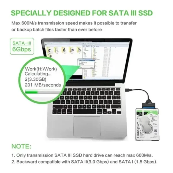 SATA 3 to USB 3.0 adapter cable 6Gbps high speed data Sata to usb adapter with power port support 2.5/3.5inch SSD HDD hard drive - Image 3