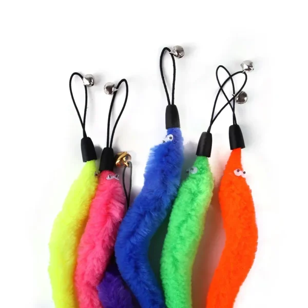 Kitten Playing Pet Accessories Worm on A String Cat Toys Interactive Funny Cat Stick Toy Furry Feather with Bell Cat Stick Toy - Image 3