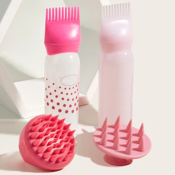 kf-S15a0157525914e6482d703c5483355b1Z 2pcs/set Silicone shampoo bottle PP Hair Dye Bottle With Aplicator, Oil Bottle Brush, Scalp Massage Brush Hair dye bottle - Image 1