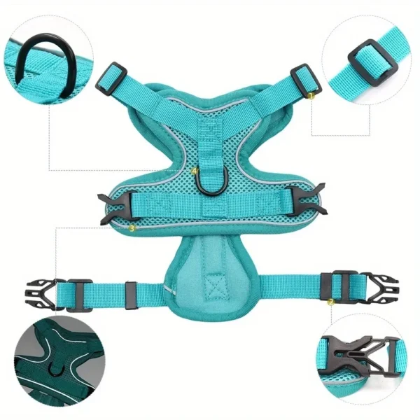 No Pull Dog Harness and Leash Set Adjustable Pet Harness Vest for Small Dogs Cats Reflective Dog Chest Strap Lead Walking - Image 3