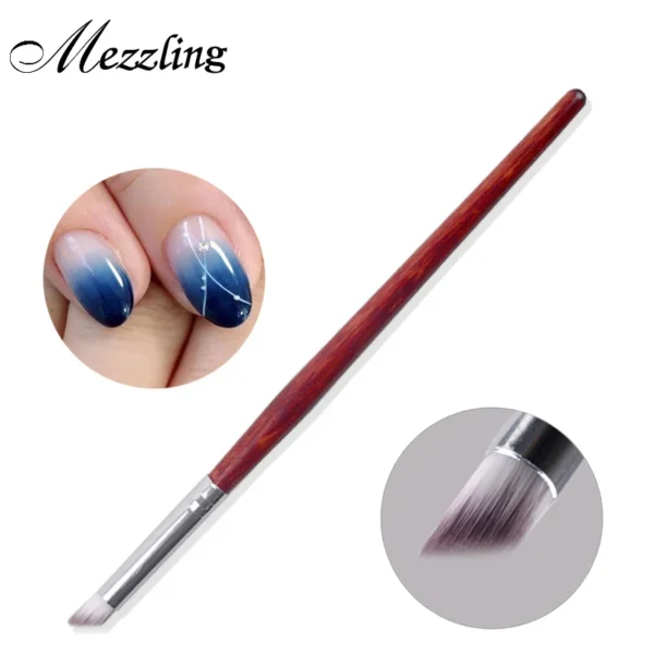 1Pc Nail Art Brush Gradient Dizzy Dye Pen Wood Handle Angle Nail Painting Dotting Tools - Image 1