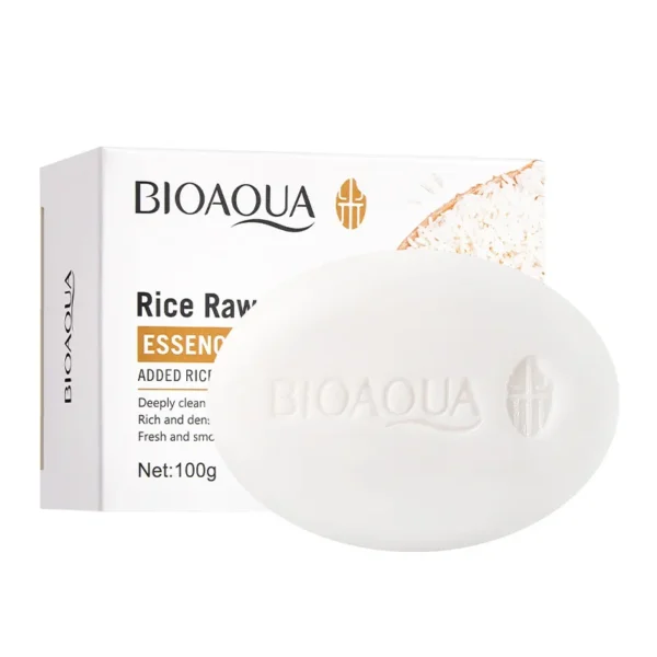BIOAQUA White Rice Raw Pulp Facial Soap Face Wash Foam Facial Cleanser Moisturizing Oil Control Body Bathing Handmade Soap - Image 6