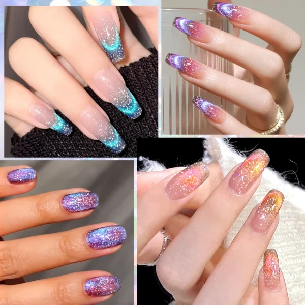 LILYCUTE 7ml Shining Green Blue Cat Magnetic Gel Nail Polish Soak Off Summer Glitter Gel Polish Semi Permanent UV LED Nail Gel - Image 4