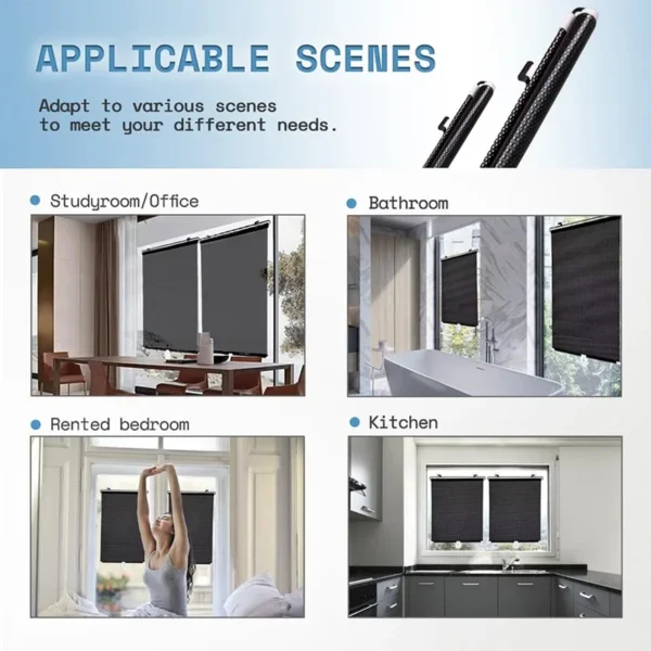 Black Out Blinds Roller Drilling Drill Blackout Shades Curtain Rollers for Window Roll Darkening Blind Curtains Kitchen Shutter - Image 3