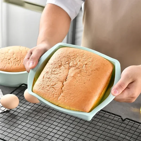 1/4Pcs Silicone Square Cake Plate Non-Stick Brownie Pot with Anti-Slip Handle Oven and Air Fryer Safe Perfect for Baking Cakes - Image 4