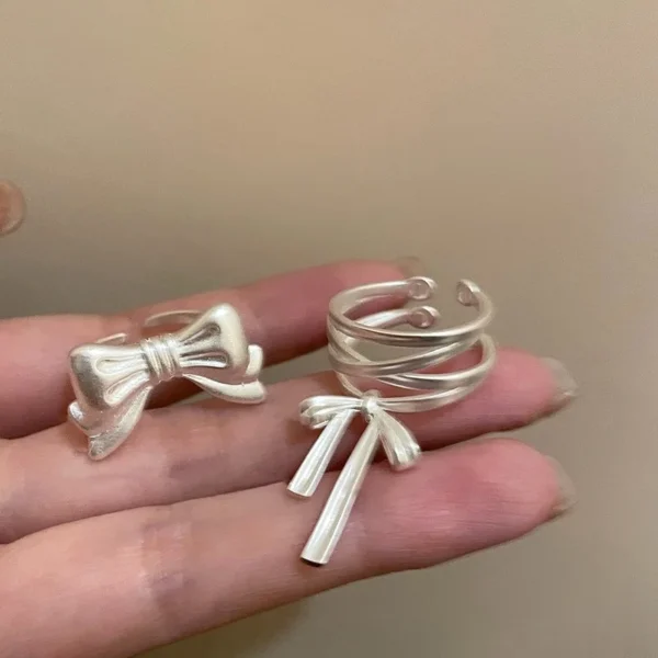 BF CLUB 925 Sterling Silver Rings For Women Girl Female Open Minimalist Retro Bow Ring Creative Anillos Bague Fine Jewelry - Image 6