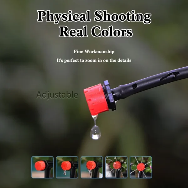 50-500PCS 1/4'' Barb Red Adjustable Nozzles Garden Watering Irrigation Sprinkler Washable Emitter 0-80L/H for Yard Greenhouse - Image 6