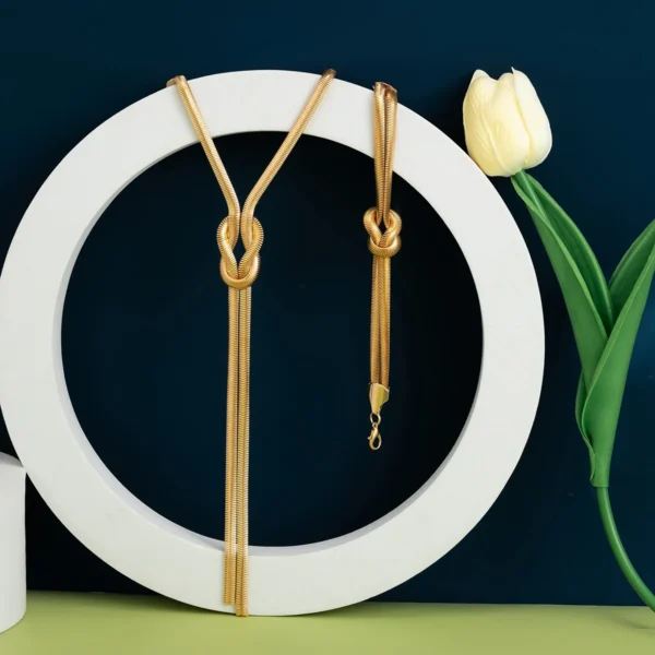 2Pcs/Set Sexy Smooth Long Snake Twisted Chain Necklace Bracelet for Women Vintage Goth Tassel Choker Y2K Jewelry Accessories New - Image 6