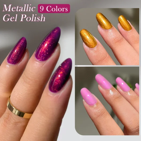 LILYCUTE 7ml Metallic Gel Nail Polish Red Chrome Mirror Effect Thread Shell Nail Gel Quick Dry Semi Permanent UV Gel Nail Art - Image 5