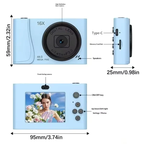 4K Digital Camera 24 Million Pixels Children Camcorder 16x Zoom Compact Cameras Auto Focus for Kids Adult Beginners Photograph - Image 5