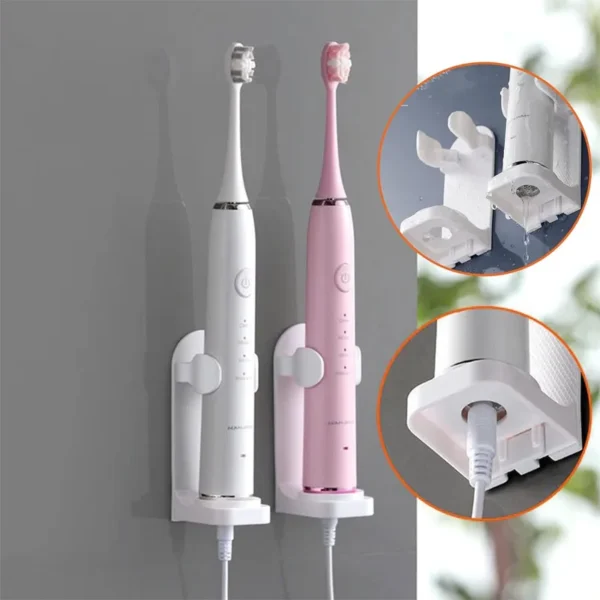 Electronic Toothbrush Holder Wall Mounted Adhesive Toothbrush Holders Toothbrush Organizer to Saving Space and Keep Drying - Image 3