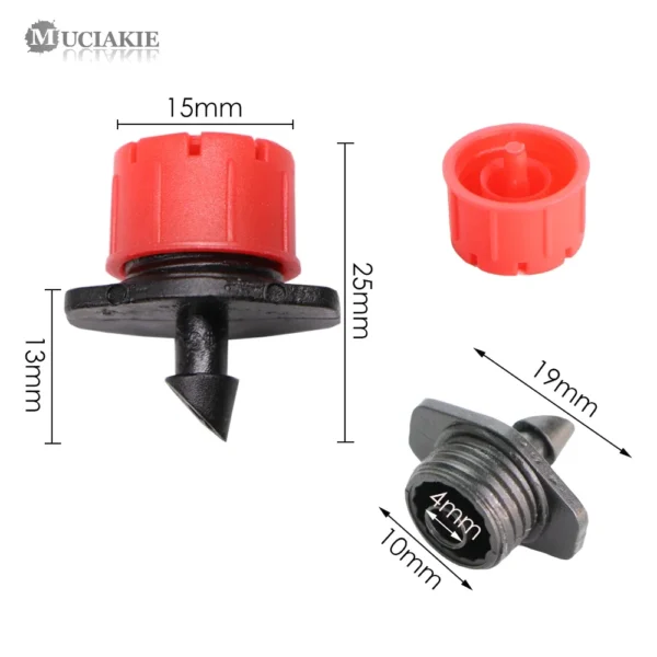 50-500PCS 1/4'' Barb Red Adjustable Nozzles Garden Watering Irrigation Sprinkler Washable Emitter 0-80L/H for Yard Greenhouse - Image 2