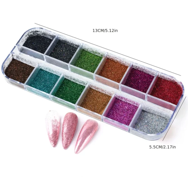 Holographic Powder Set Holo Silver Rub Dust Black Pink Chrome Nail Glitter Powder Laser Pigment For Nail DIY Manicure - Image 5