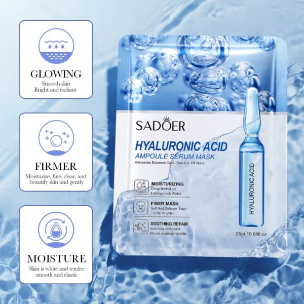 10pcs SAODER Hyaluronic Acid Facial Masks Face skincare Firming Hydrating Moisturizing Face Mask Facial Skin Care Products - Image 3