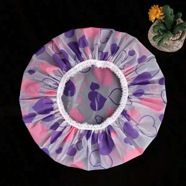 5pcs Waterproof Shower Cap WOMEN'S Household Bathing Anti-oil Smoke Hair Care Shower Cap Dry Hair Cap - Image 2