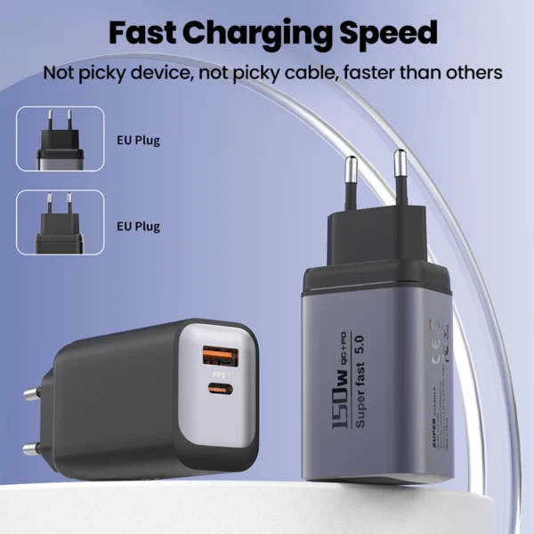 150W USB Type C Super Fast Charging Mobile Phone Charger QC3.0 PD3.0 EU/UK/US Charger For Iphone 17 16 15 Samsung Huawei Xiaomi - Image 2