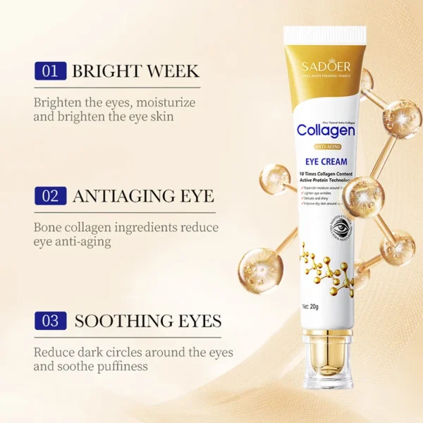 SADOER Collagen Eye Cream skincare Anti Dark Circles Eye Bags Firming Moisturizing skincare Eyes Cream Skin Care for Eyes - Image 3