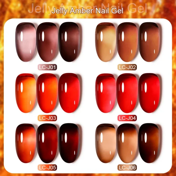 LILYCUTE 7ml Jelly Amber Gel Nail Polish Semi Permanent UV Gel Brown Translucent Gradient Leopard Print Nail Art Gel Varnishes - Image 2