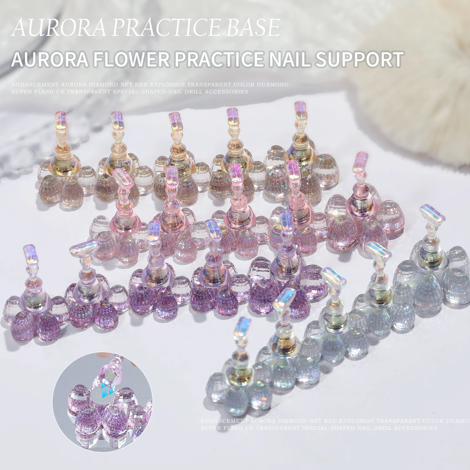 kf-S2093ecfe5a8c4231b7488f6c5692f4f4Z 1pcs Aurora Flower Magnetic Nail Tip Display Stand for Manicure Press-On Nail Training Gel Nail Polish Nail Tip Display Tool - Image 1