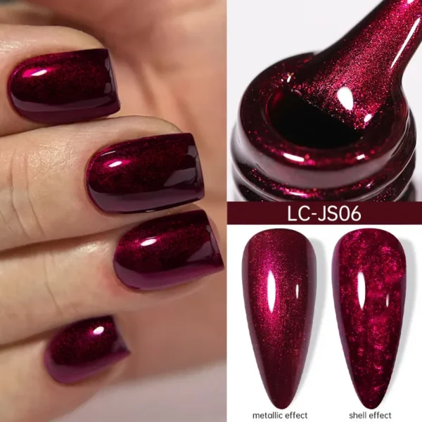LILYCUE 6Pcs/Set Red Nude Glitter Gel Nail Polish Gorgeous Full Coverage Soak Off UV Gel Nail Art Base Top Coat Gel Polish Kits - Image 5
