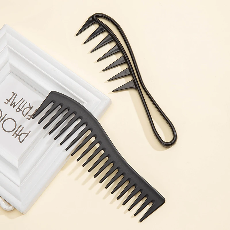 kf-S2165738c63a7438e8f657f59bdc53425r Wide Tooth Shark Plastic Curly Hair Salon Hairdressing Comb Oil Head Men's Back Hollow Comb Styling Tools Barber Accessories - Image 1