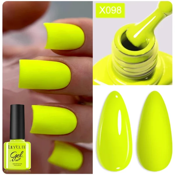LILYCUTE 7ml Fluorescent Neon Gel Nail Polish Glitter Vernis Semi Permanent Soak Off Nail Art UV LED Base Top Coat For Manicure - Image 2
