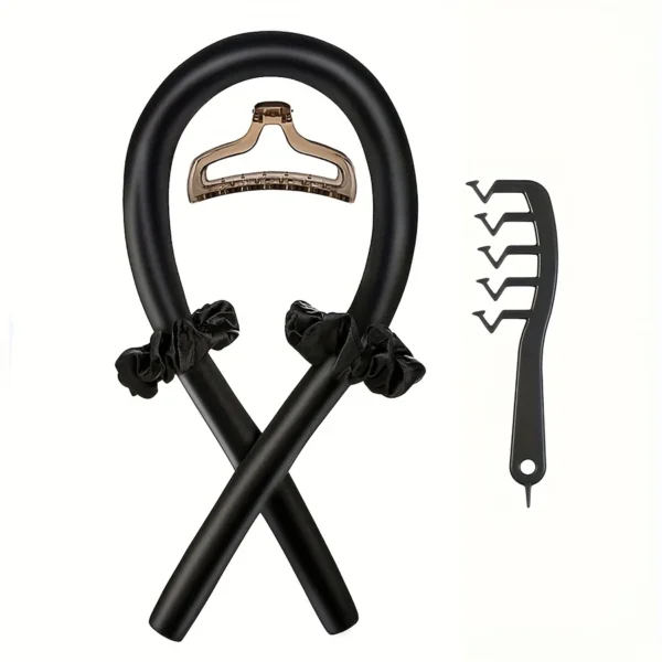 5pcs Styling Set 4-in-1 Heatless Curling Set Hair Stick Headbands Clips Wide Toothed Hair Comb for DIY Styling - Image 6