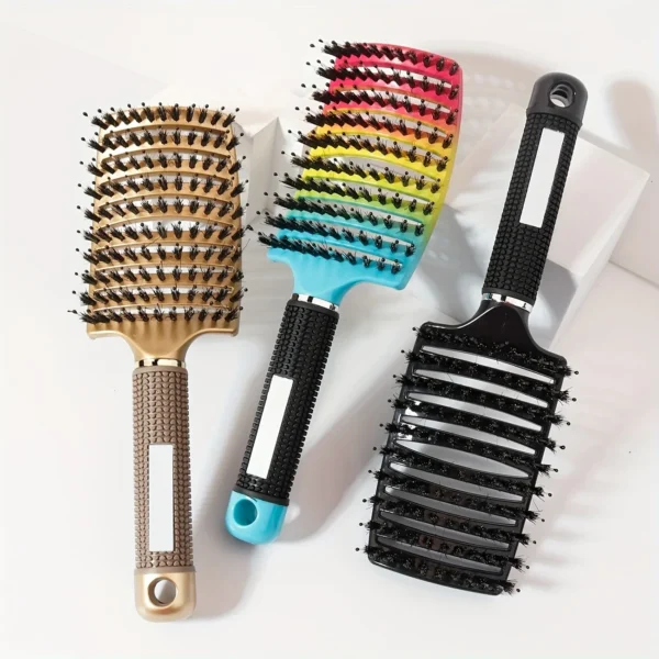1pc Detangling Brush Bristle & Nylon Detangling Brush with Scalp Massage Comb - Ideal for All Hair Types Includes Cleaning Brush - Image 6