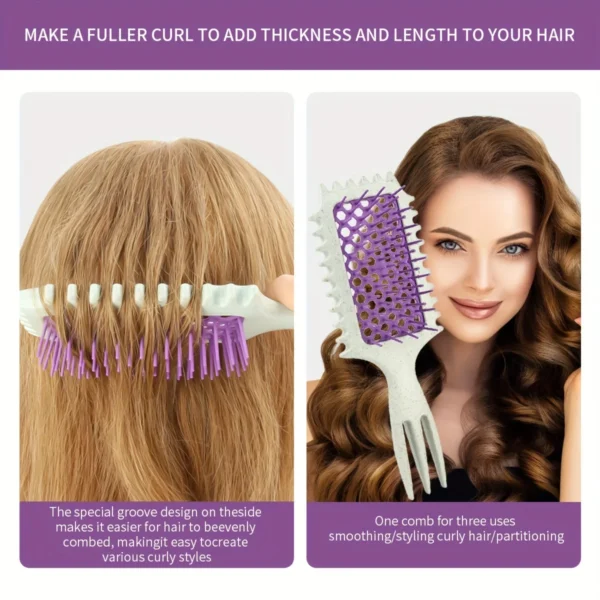 Hair Combs Set 3-in-1 Normal Hair - Hollow Design Curl Enhancing Styling Comb with Massage Feature for Parting and Hair Styling - Image 3