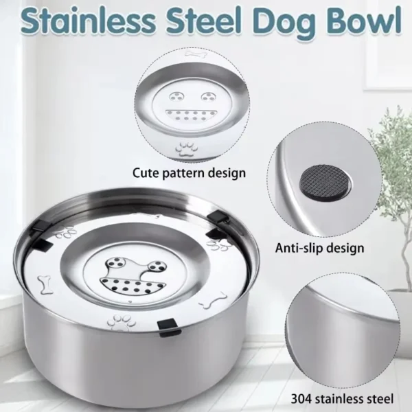kf-S26fc0639a1b942e4848cb7ae5f0bc539v Big Capacity Stainless Steel Dog Floating Bowl, No Spill Anti-Splash Dog Water Dispenser, Non-Slip Dog Cat Pet Water Feeder Bowl - Image 1