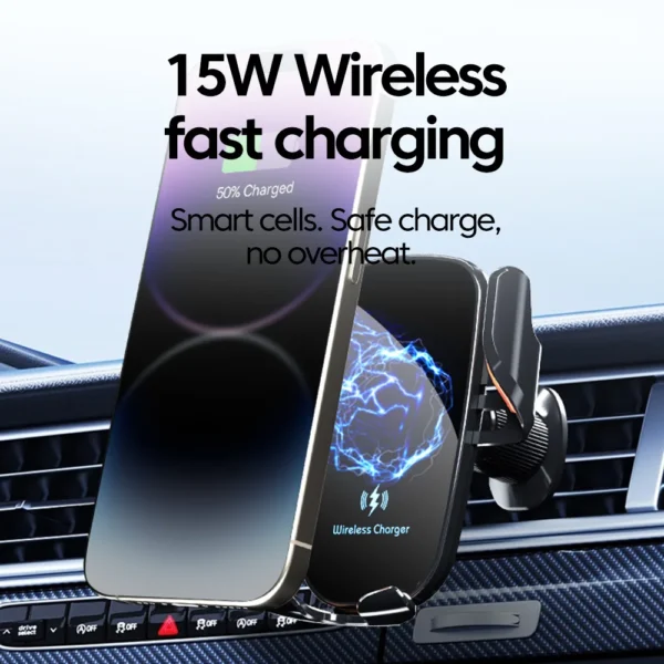 15W Car Magnetic Wireless Holder Fast Wirless Charging For iPhone 16 15 14 Pro Max Samsung Phone Car Charger Holder Stand - Image 5