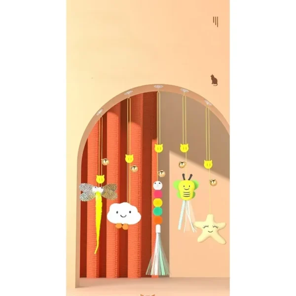 Cat Rope Long Rope Teasing Cat Toy Accessories Pet Kitten Toy Cat Toy Swing Sticky Disc Elastic with Bell Hanging Door Teasing - Image 6