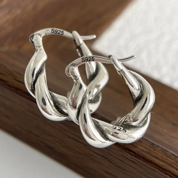 925 Sterling Silver Earrings For Women Trendy Vintage Twist Earring Jewelry Prevent Allergy Party Accessories Gift - Image 7