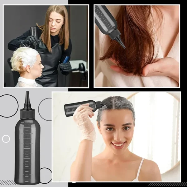 Hair Oil Application Bottle, with 3 Pointed Mouth Caps and 6 Ounces Hair Dye Bottle Root Comb, Suitable for Scalp (black&white) - Image 5