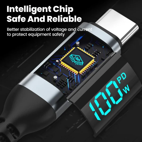 100W Type C to Type C Super Charge Digital Display Cable 0.5m-2m USB C Data Cable For Iphone 15 16 Samsung s24 s23 Huawei Xiaomi - Image 5