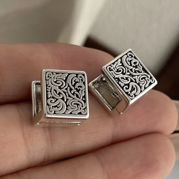 925 Sterling Silver Vintage Earrings For Women Simple Vintage Pattern Earring Jewelry Prevent Allergy Party Accessories Gift - Image 3