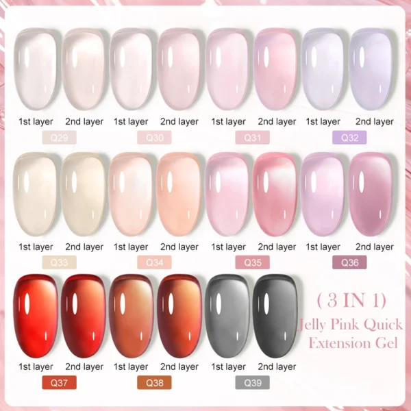 LILYCUTE Pink Nude Quick Extension Gel Nail Polish 3 In 1 Jelly Transparent Semi Permanent Soak Off Nail Art Construction Gel - Image 4
